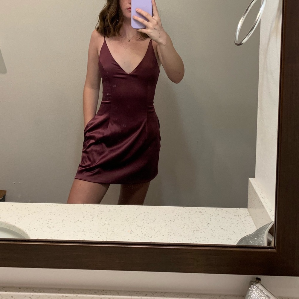 Satin purple mini dress